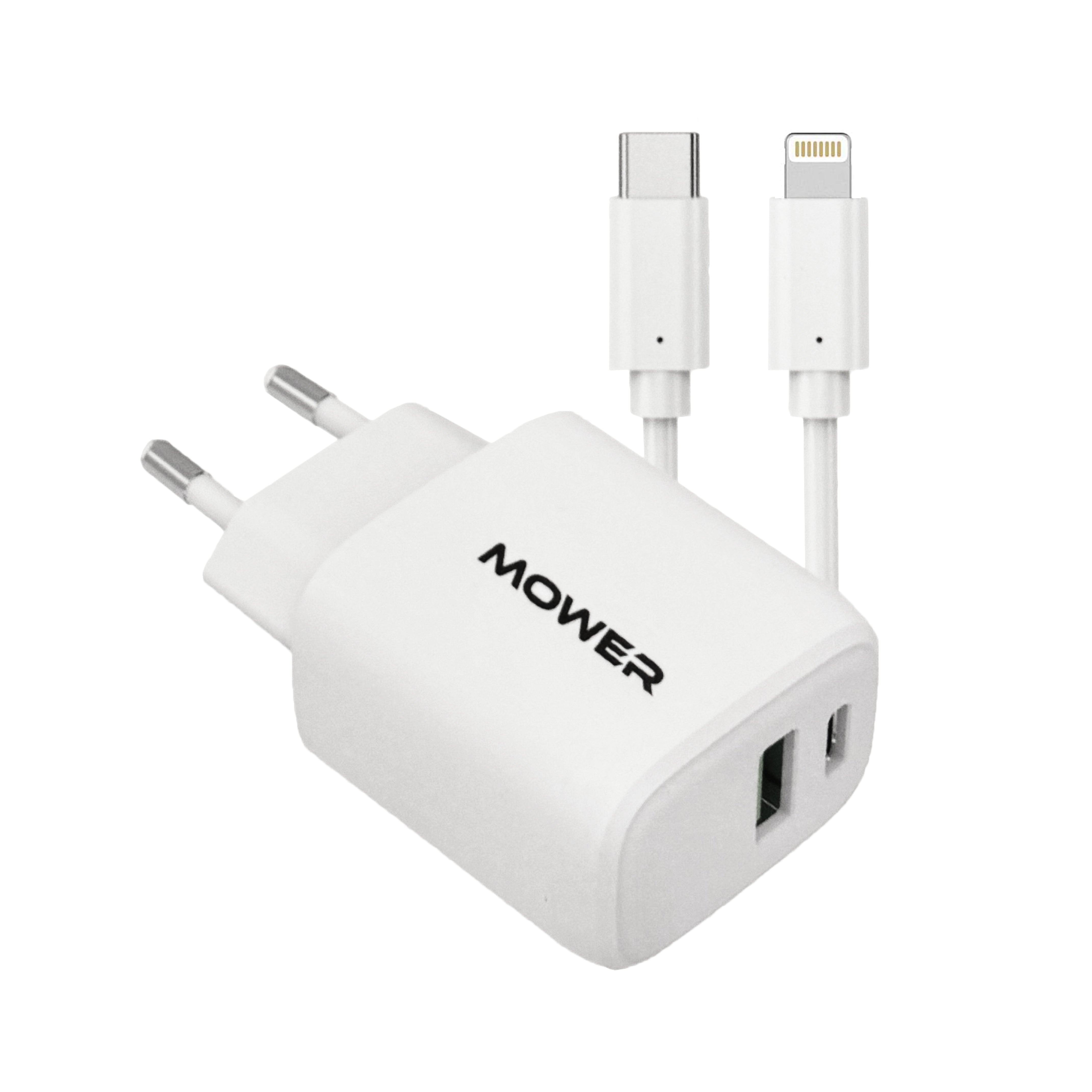 מטען קיר USB-A + USB-C 38W עם כבל Lightning