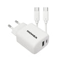 מטען קיר USB-A + USB-C 38W עם כבל Type C