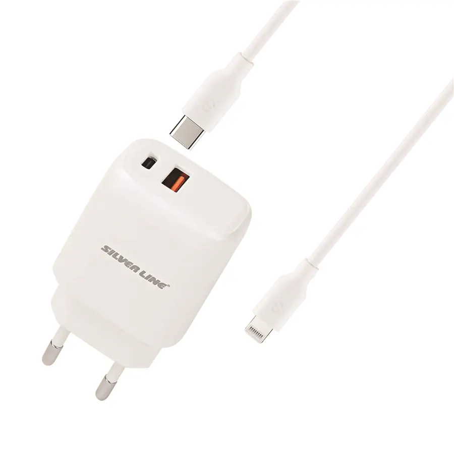 מטען קיר אייפון מהיר PD20W + QC3.0 18W  SILVER LI