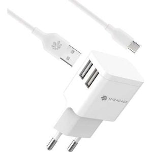 מטען קיר 2USB 2.4  + כבל TYPE C