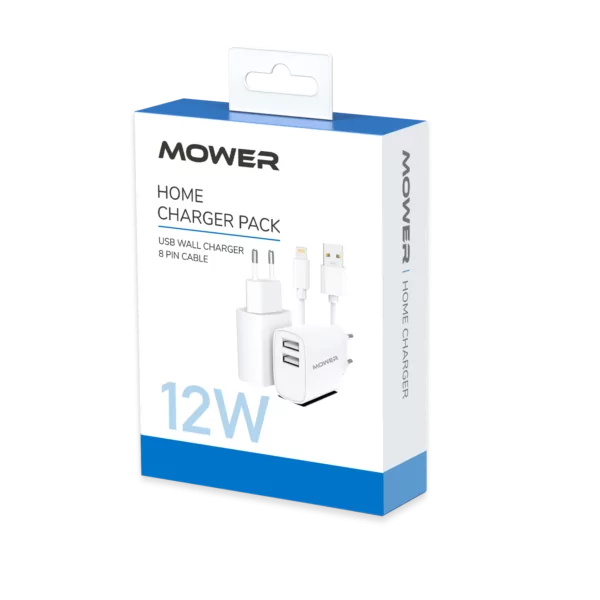 מטען קיר USB-A*2 12W עם כבל Lightning מותג Mower