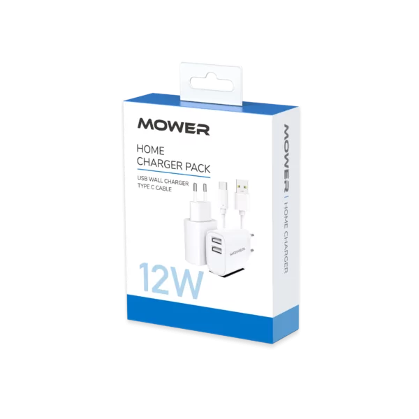 מטען קיר USB-A*2 12W עם כבל Type C מותג Mower