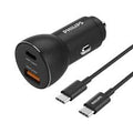 מטען לרכב USB-A + USB-C 36W עם כבל USB-C TO C
